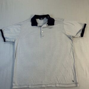 Hart Schaffner Marx Striped Polo Shirt Mens Large Black White Short Sleeve